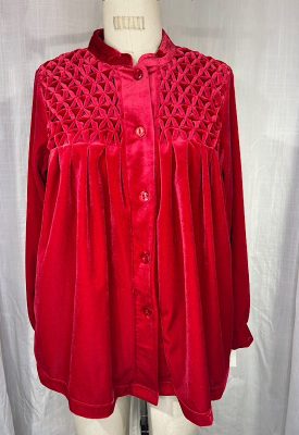 la boudoir miami vintage y2k red velvet quilted trapeze jacket (2)