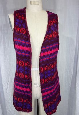 la boudoir miami vintage 70s magenta knit vest (2)