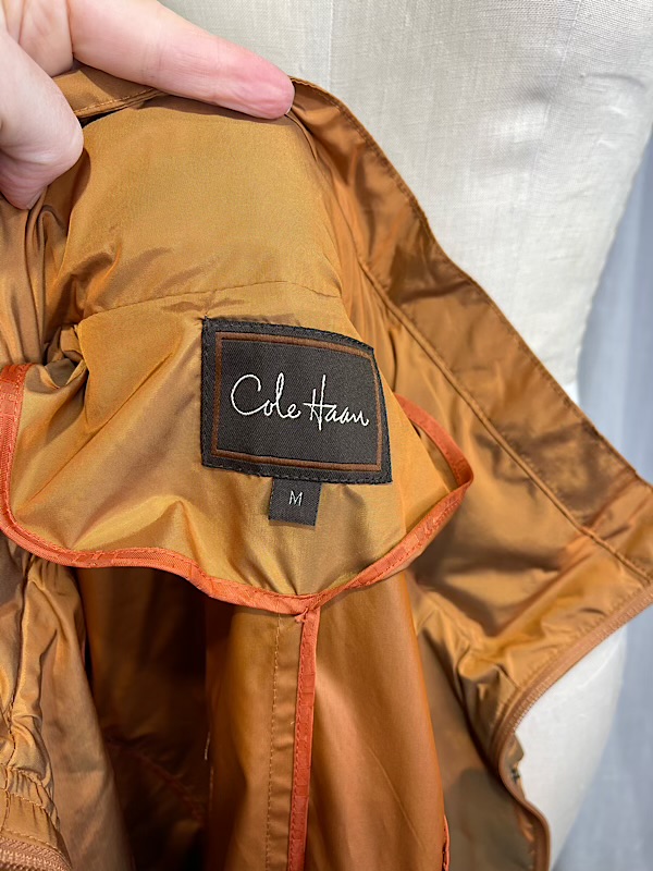la boudoir miami vintage y2k cole haan iridescent orange trench coat (2)