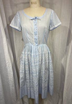 la boudoir miami vintage 50s blue sheer eyelet shirt dress (2)