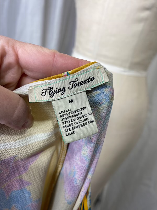 la boudoir miami vintage inspired 70s yellow and pink floral kimono wrap style blouse (2)