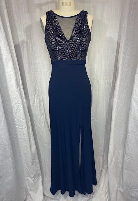 la boudoir miami vintage y2k navy stretch long evening dress with sequin detailing (2)