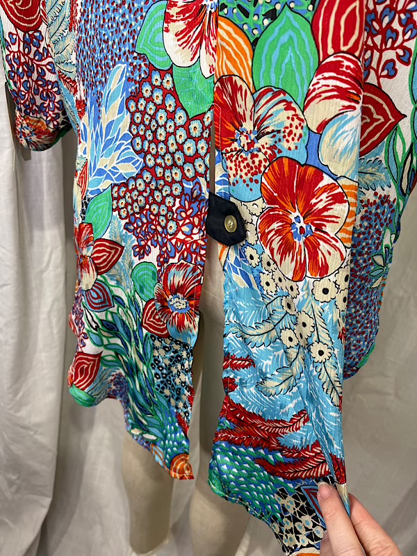 la boudoir miami vintage 80s blue and orange floral overized blouse (2)