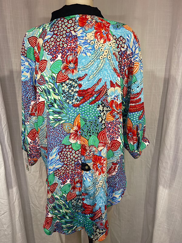 la boudoir miami vintage 80s blue and orange floral overized blouse (2)