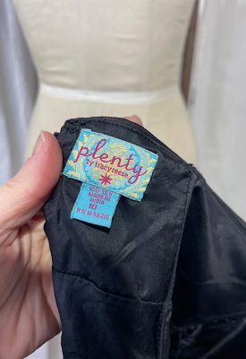 la boudoir miami vintage inspired black and gold embroidered strapless evening dress with velvet bow (2)