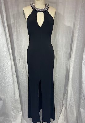 la boudoir miami vintage y2k black stretch cut-out evening dress with rhinestone collar (2)