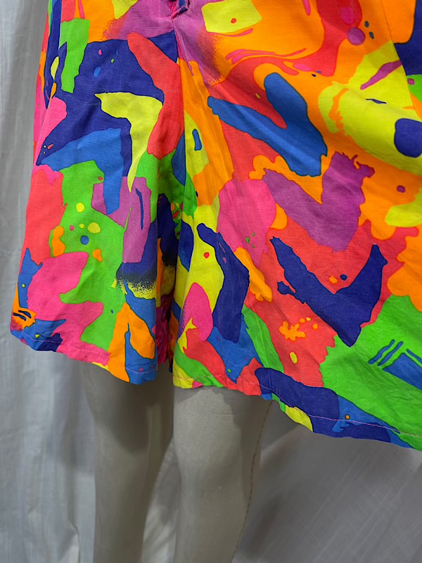 la boudoir miami vintage 90s neon abstract print short romper (3)