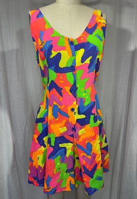 la boudoir miami vintage 90s neon abstract print short romper (3)