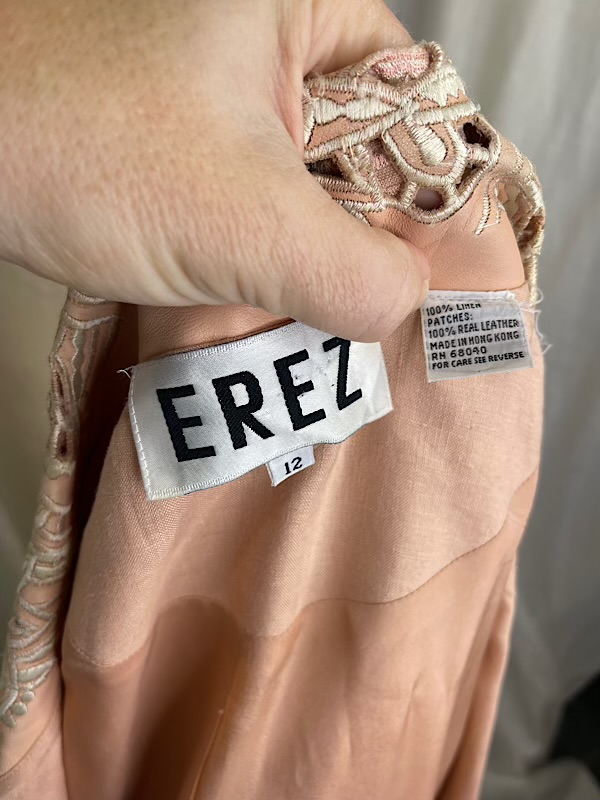 la boudoir miami vintage 80s peach linen and leather embroidered over-sized blazer (3)