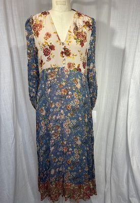la boudoir miami vintage 90s blue and beige flower print maxi dress (2)