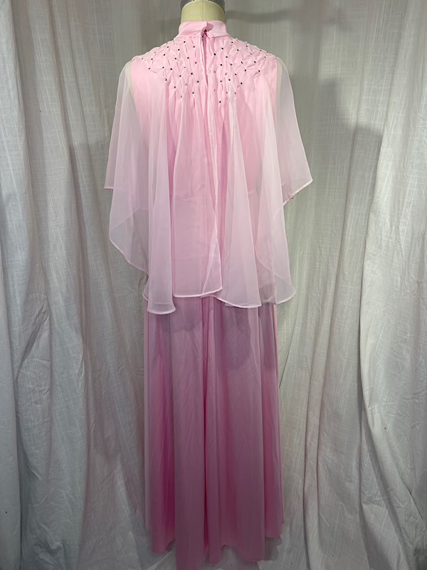 la boudoir miami vintage 70s purple long maxi dress with sheer rhinestone capelet (2)