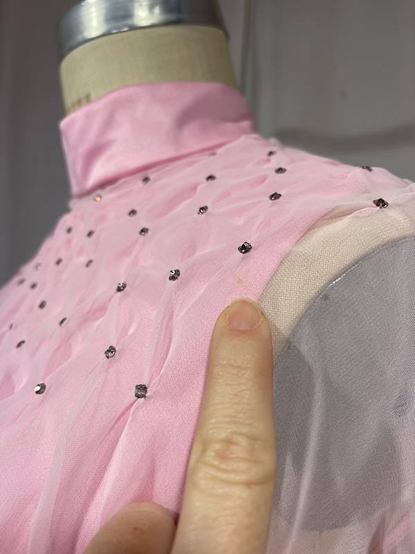 la boudoir miami vintage 70s purple long maxi dress with sheer rhinestone capelet (2)