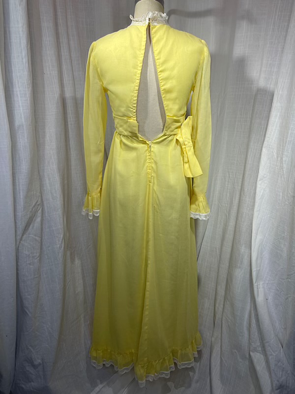 la boudoir miami vintage 60s yellow and white lace long victorian peasant dress (2)