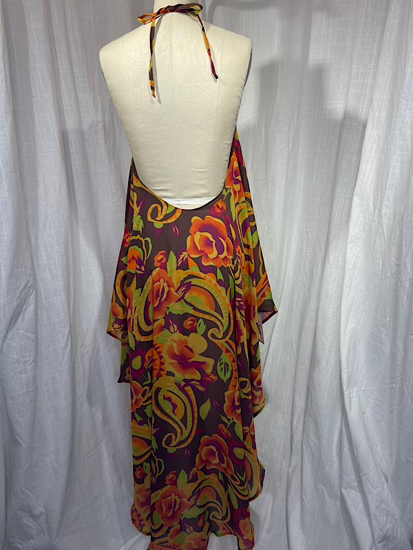 la boudoir miami vintage inspired orange flower print halter beach cover-up (2)