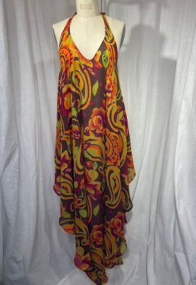 la boudoir miami vintage inspired orange flower print halter beach cover-up (2)