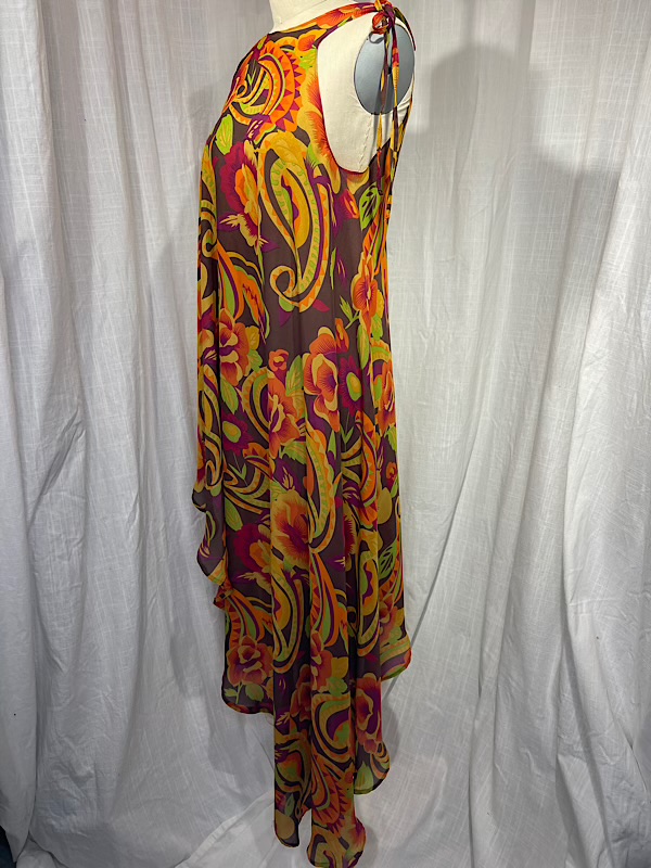 la boudoir miami vintage inspired orange flower print halter beach cover-up (2)