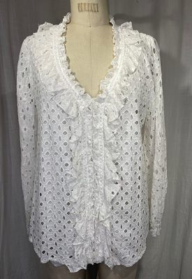 la boudoir miami vintage y2k white eyelet lace peasant blouse (3)