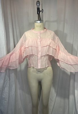 la boudoir miami vintage inspired pink ruffled semi sheer button down blouse (2)