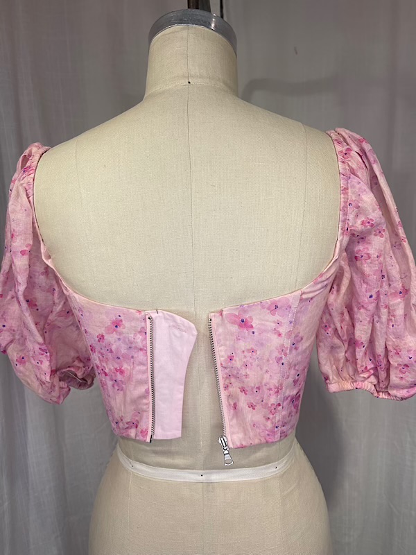 la boudoir miami vintage inspired pink flower print corset blouse (2)