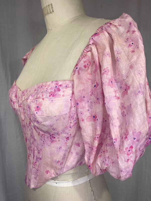 la boudoir miami vintage inspired pink flower print corset blouse (2)