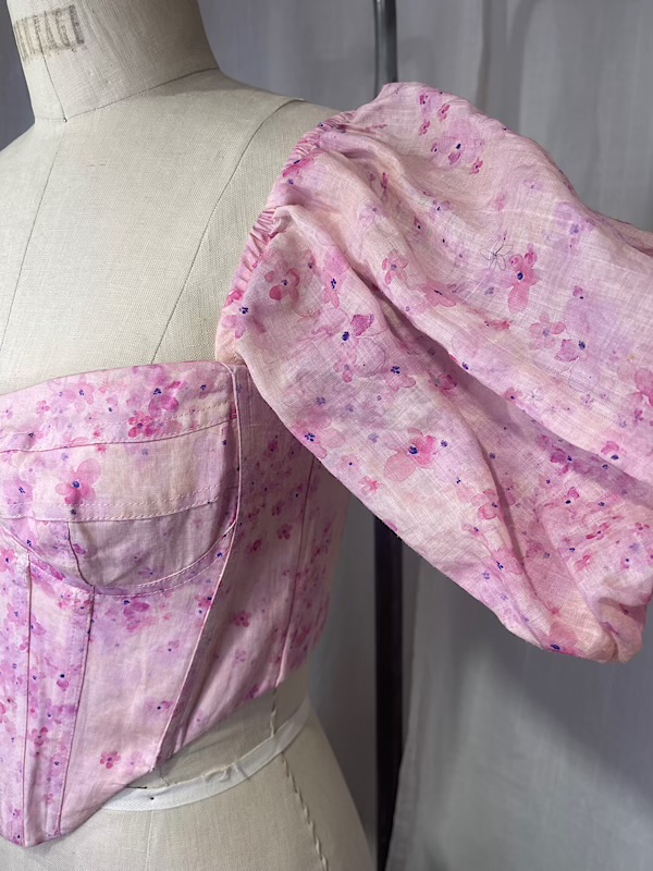 la boudoir miami vintage inspired pink flower print corset blouse (2)