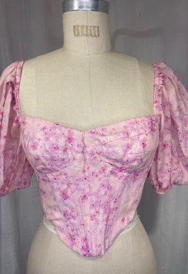 la boudoir miami vintage inspired pink flower print corset blouse (2)