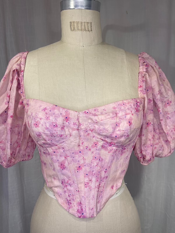 la boudoir miami vintage inspired pink flower print corset blouse (2)