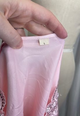 la boudoir miami vintage y2k pink satin blouse with lace trim (2)