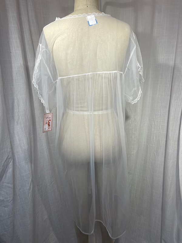 la boudoir miami vintage 60s white sheer lace short robe (2)