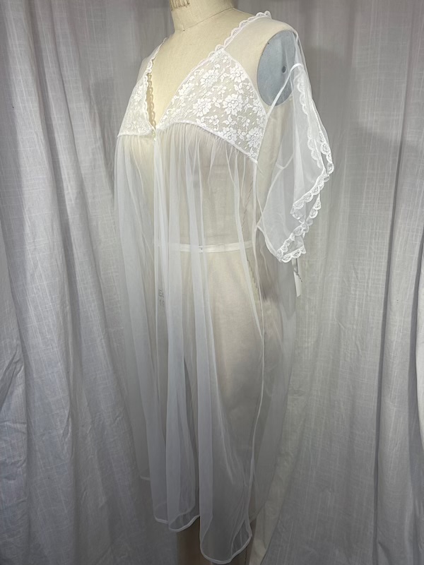 la boudoir miami vintage 60s white sheer lace short robe (2)