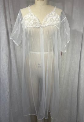 la boudoir miami vintage 60s white sheer lace short robe (2)