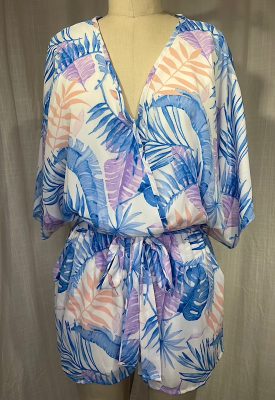 la boudoir miami vintage inspired white and purple palm frond print short romper (3)
