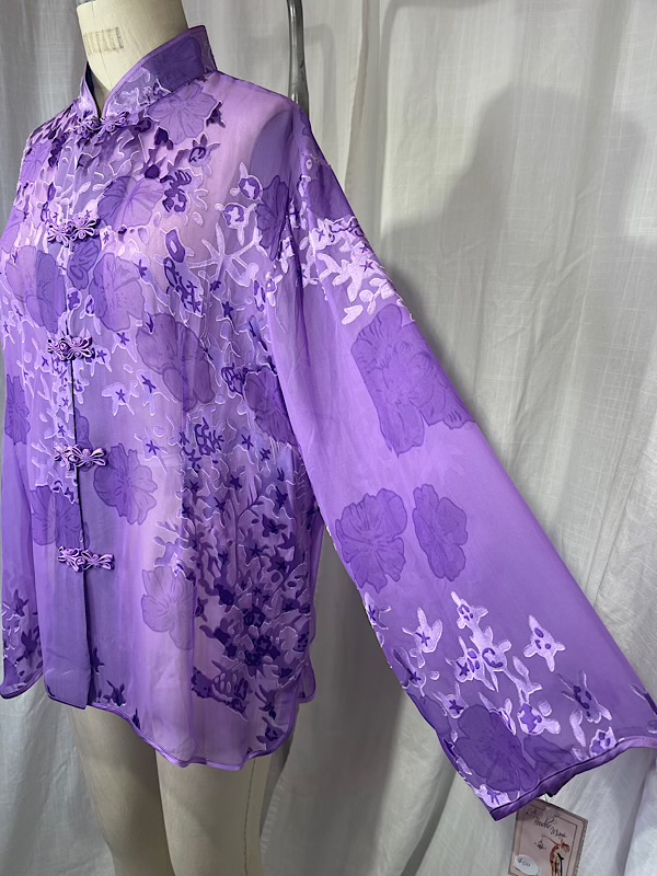 la boudoir miami vintage 90s purple floral semi sheer asian blouse (2)
