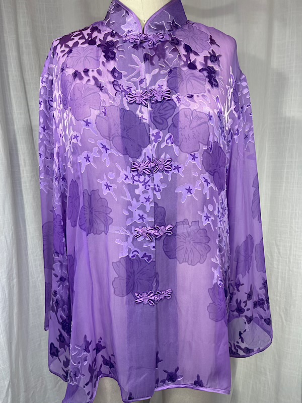 la boudoir miami vintage 90s purple floral semi sheer asian blouse (2)