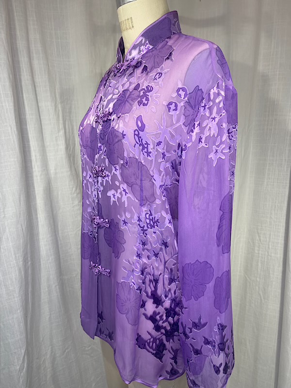 la boudoir miami vintage 90s purple floral semi sheer asian blouse (2)