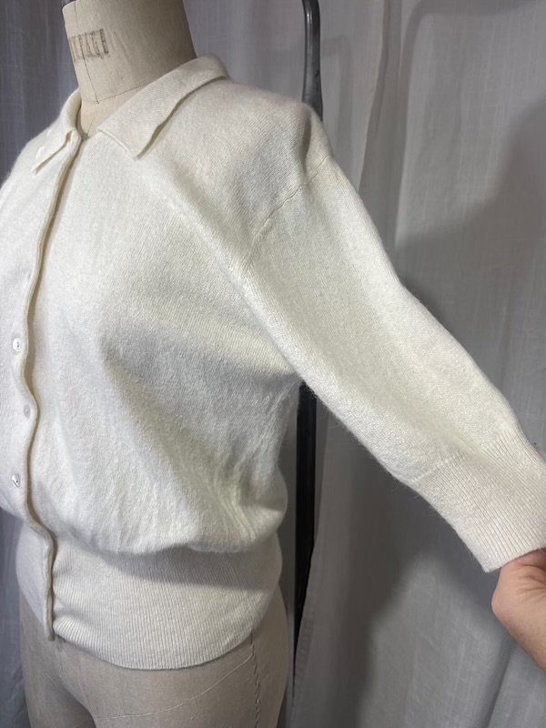 la boudoir miami vintage 70s cream short sleeve cardigan sweater (2)