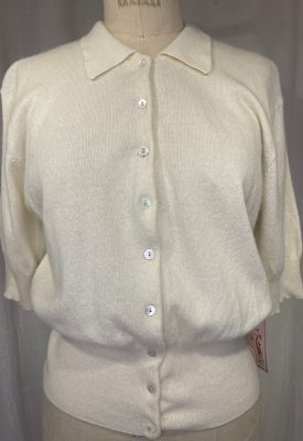 la boudoir miami vintage 70s cream short sleeve cardigan sweater (2)