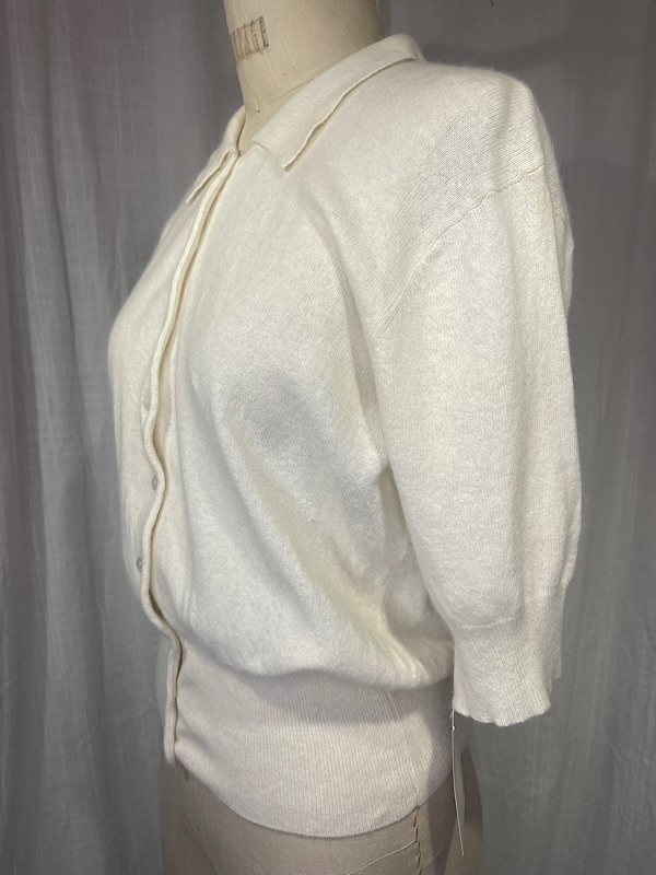 la boudoir miami vintage 70s cream short sleeve cardigan sweater (2)