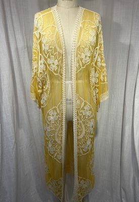 la boudoir miami vintage inspired 70s mustard yellow emrboidered long shawl (2)