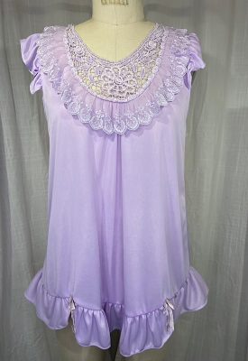 la boudoir miami vintage 1960s purple babydoll lace nightgown (3)
