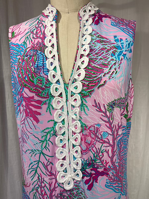la boudoir miami vintage 90s purple coral and seahorse print maxi dress pappagallo (2)