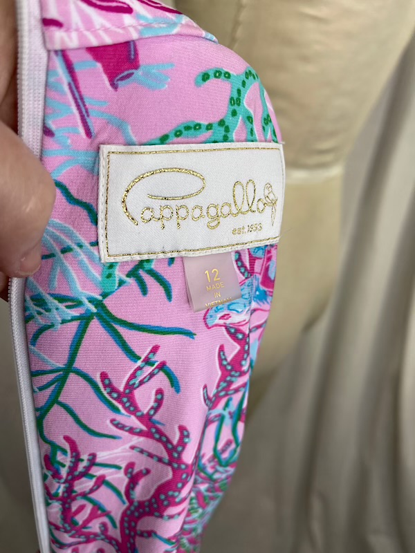 la boudoir miami vintage 90s purple coral and seahorse print maxi dress pappagallo (2)