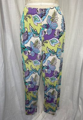 la boudoir miami vintage y2k turquoise and purple flower print jersey pant and blouse set (2)