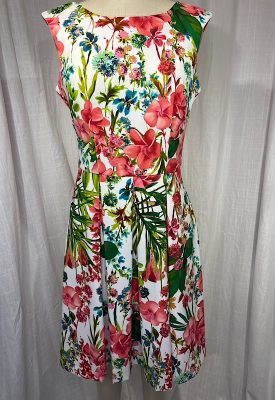la boudoir miami vintage inspired 50s plumera and palm print pleated dress (2)
