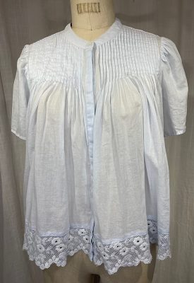 la boudoir miami vintage inspired 1930s blue cotton pleated and lace blouse (2)