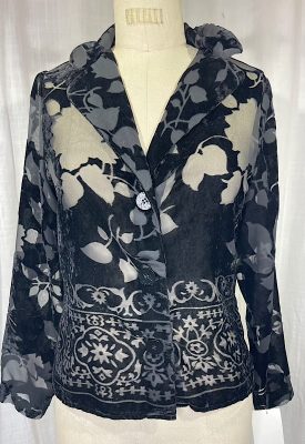 la boudoir miami vintage 90s black penne velvet button blouse (2)