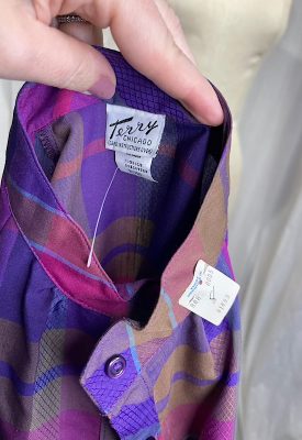 la boudoir miami vintage 70s purple plaid deadstock button down blouse (2)