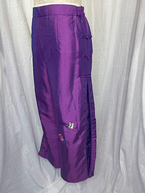 la boudoir miami vintage 90s purple oriental flower embroidered pant set (2)
