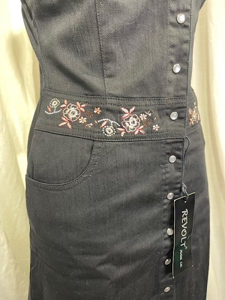 white christmas dresses Western Black Denim Belted Dress – Thomas and Rye main image 1