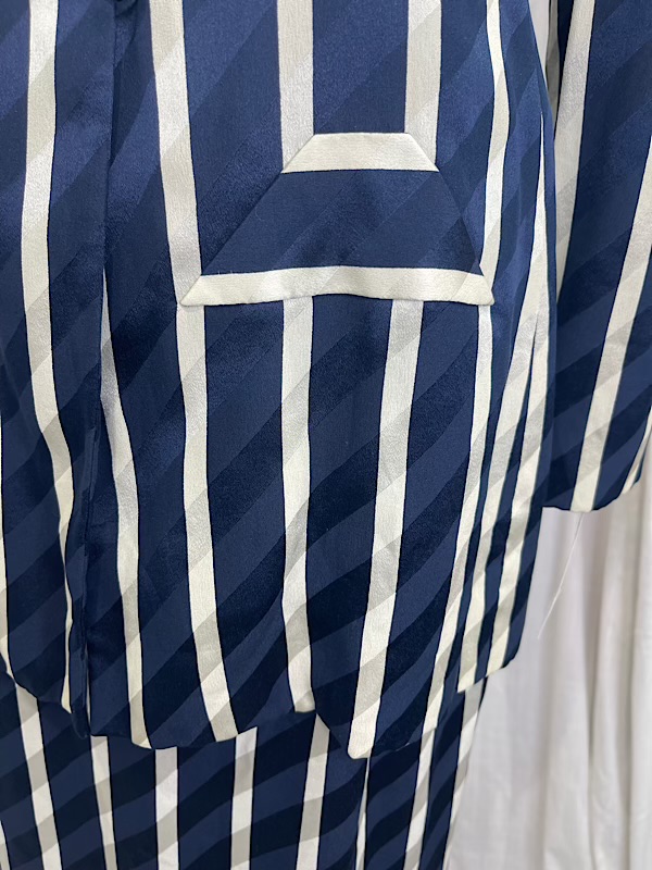 la boudoir miami vintage 90s carolina herrara navy blue and white stripe couture skirt set (9)